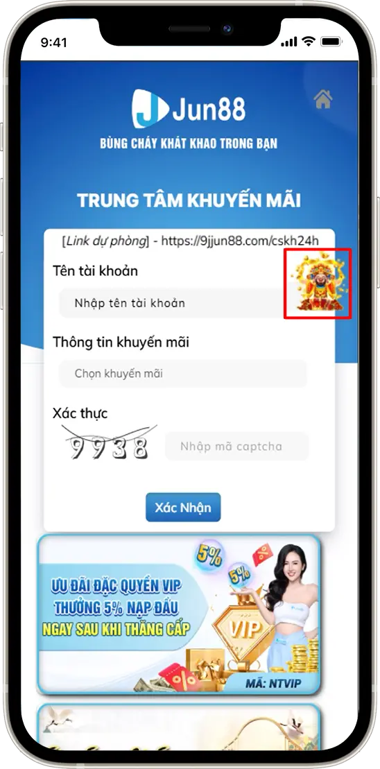 Bước 5: Tại TRUNG TÂM KHUYẾN MÃI » Nhấn vào THẦN TÀI MAY MẮN